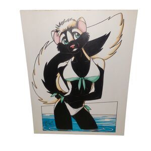 Skunk Fem Pin-up Furry Character Drawing Terrie Smith Art 2001 Little Paw